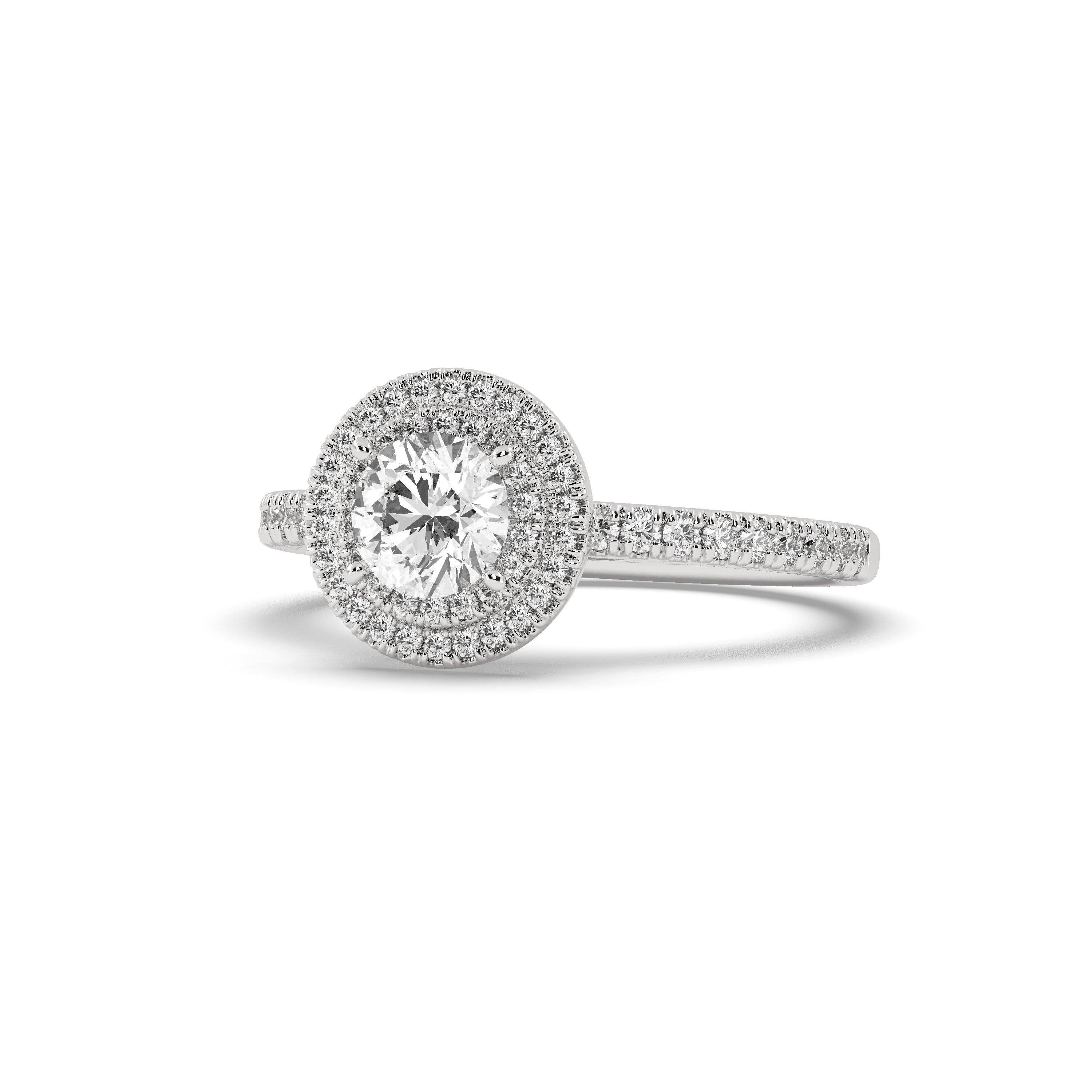 White Gold Studded 1.07 Carat Lab Grown Diamond Ring-G Color VS1 Clarity.